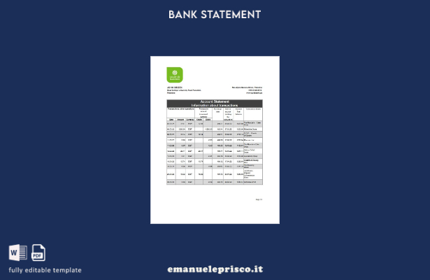 Modello Excel di estratto conto Quds della Palestina in stile verificato